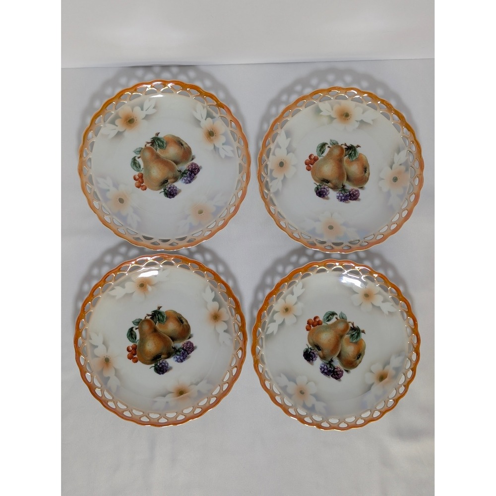 CICO Bavaria Germany U.S. Zone Fruit Reticulated Lattice Edge Plates 6.5"